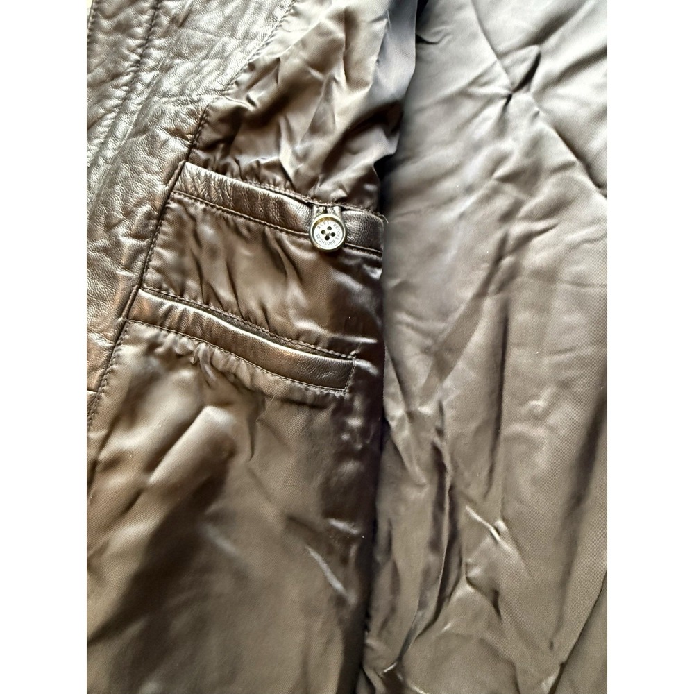 Brooks Brothers Leather Harrington Jacket Size XL Dark Brown/light Black Zip Up - Picture 12 of 16